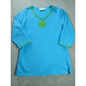 Y2K Quacker Factory top size S (seems like a Medium) gorgeous beading